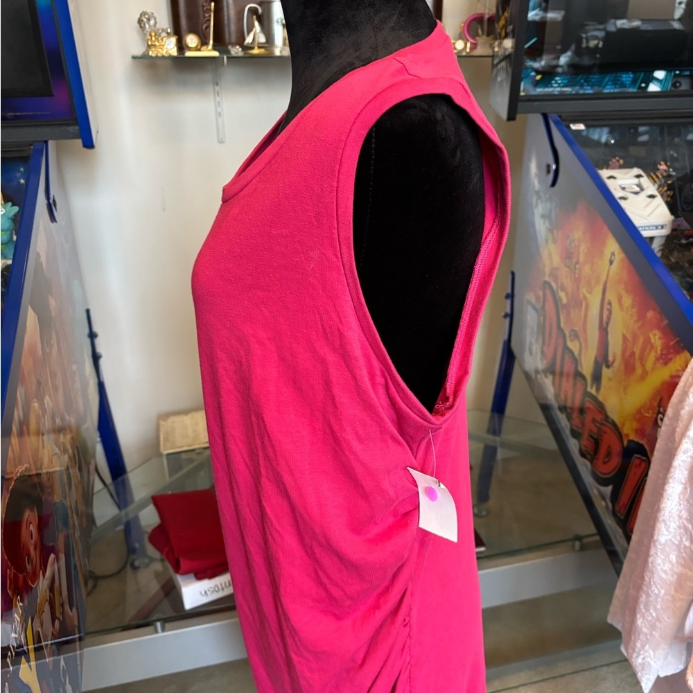 NWT Treasure & Bond Side Ruching Sleeveless Dress, Size 2X Color Pink - Picture 4 of 7